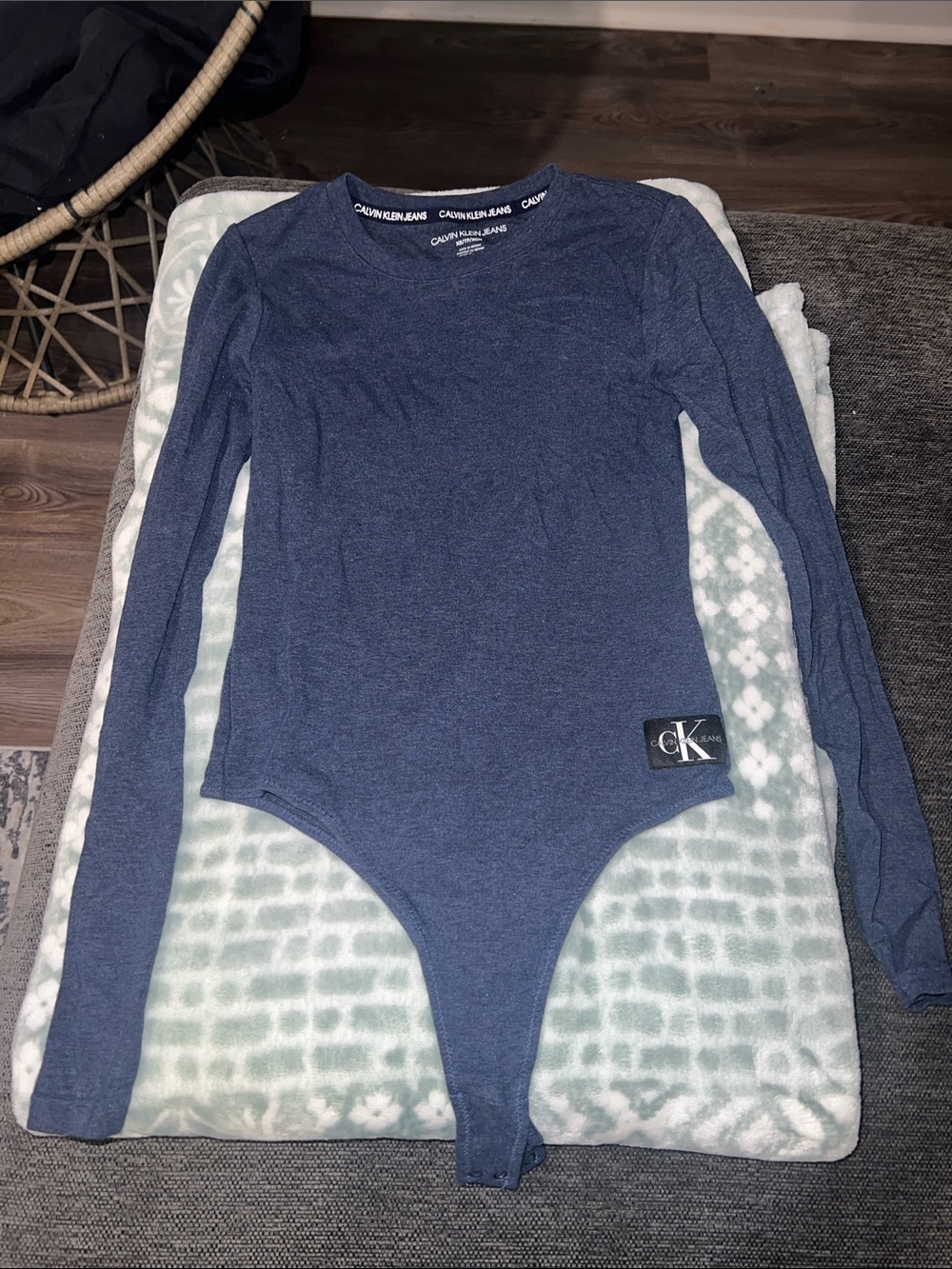 Calvin Klein Jeans Long-Sleeve Navy Blue Bodysuit
